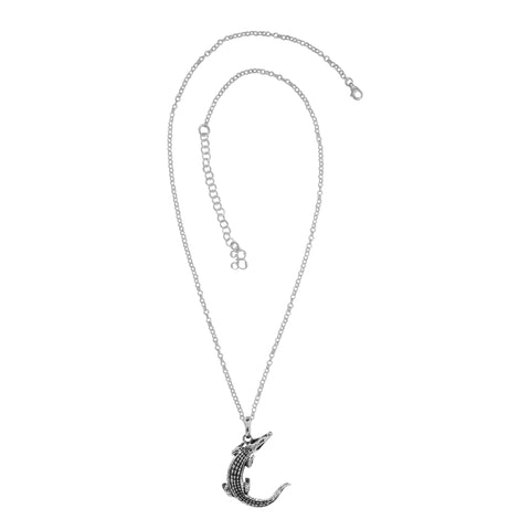 Collar cocodrilo mini oxidado en plata de ley