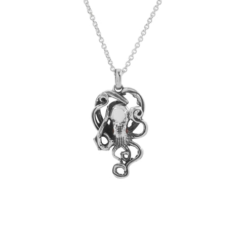 Collar pulpo mini oxidado en plata de ley