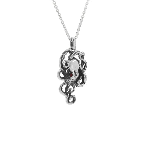 Collar pulpo mini oxidado en plata de ley