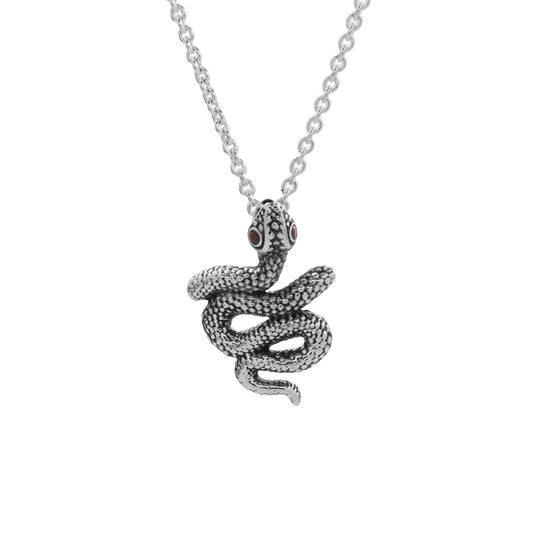 Collar serpiente mini oxidado en plata de ley