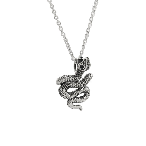 Collar serpiente mini oxidado en plata de ley