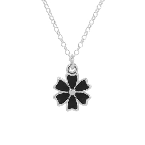 Collar de flor pintada en plata de ley .925