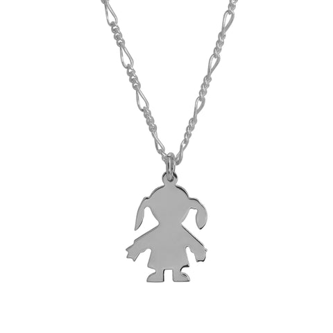Dije silueta de niña en plata de ley