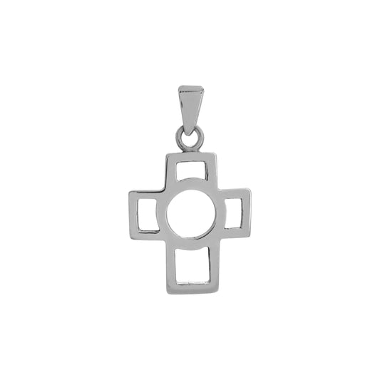 Dije de cruz calada lisa en plata de ley