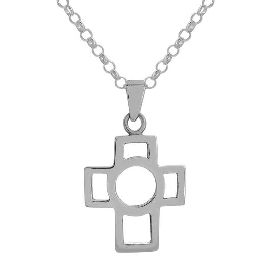 Dije de cruz calada lisa en plata de ley