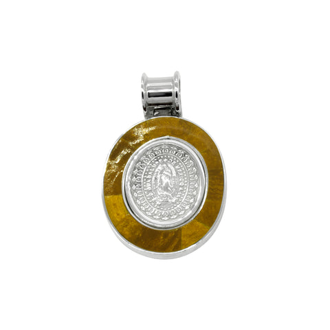 Medalla Virgen de Guadalupe con contorno de piedra natural