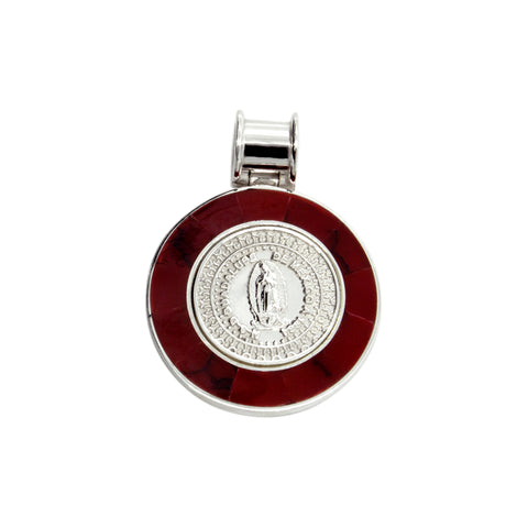 Medalla Virgen de Guadalupe con contorno de piedra en plata .925
