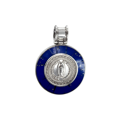Medalla Virgen de Guadalupe con contorno de piedra en plata .925