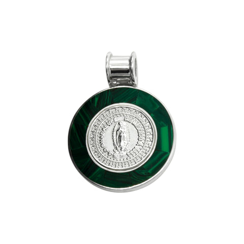 Medalla Virgen de Guadalupe con contorno de piedra en plata .925