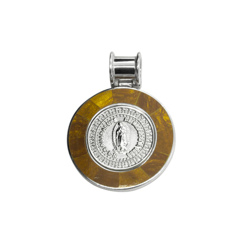 Medalla Virgen de Guadalupe con contorno de piedra en plata .925