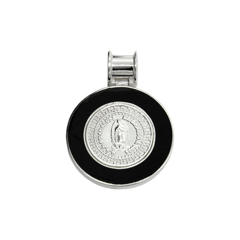 Medalla Virgen de Guadalupe con contorno de piedra en plata .925