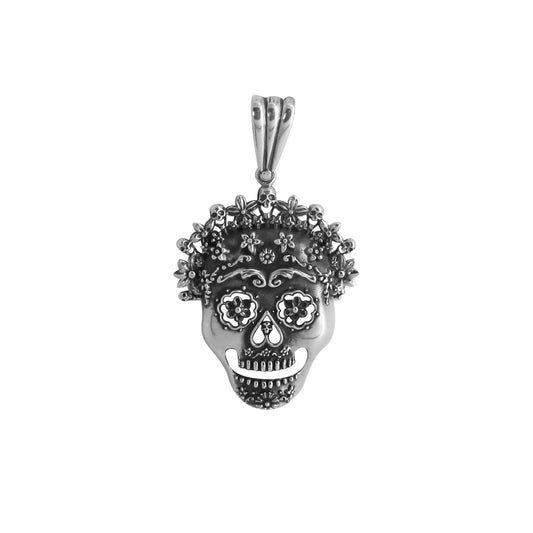 Dije de catrina acabado oxidado en plata