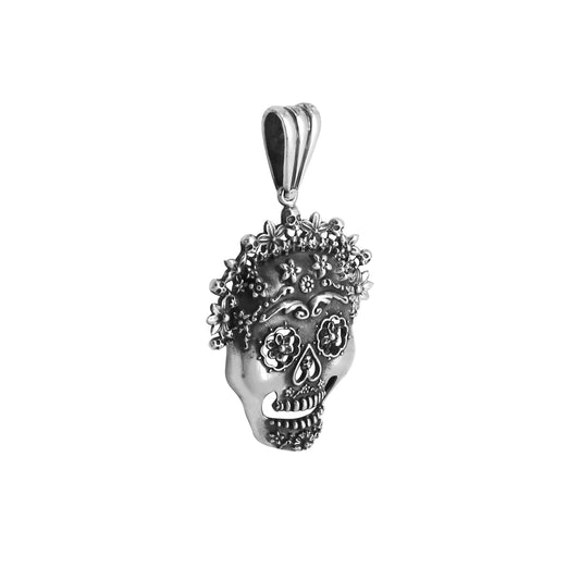 Dije de catrina acabado oxidado en plata