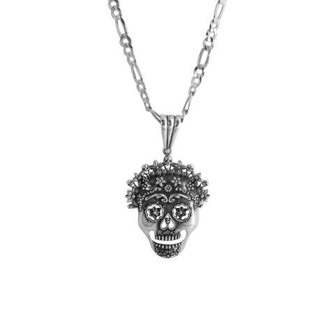 Dije de catrina acabado oxidado en plata