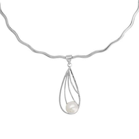 Dije gota en plata con perla