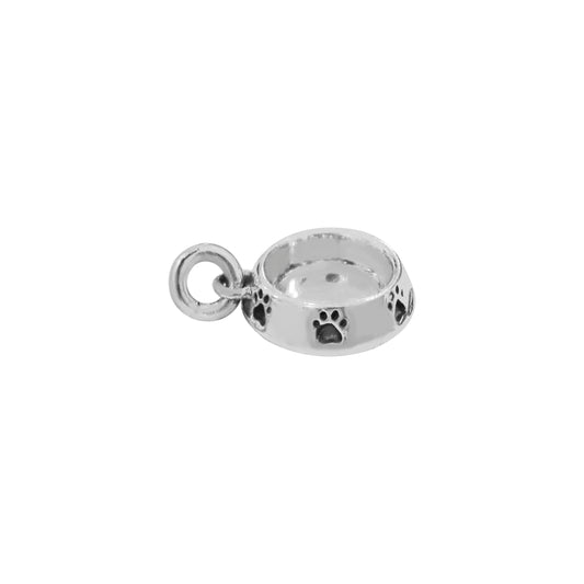 Charm tazón de comida para perro en plata de ley