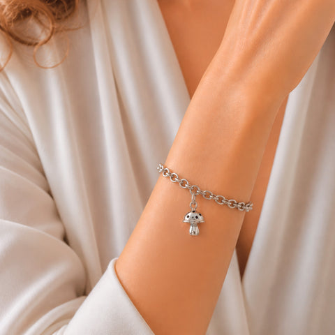 Charm de hongo en plata de ley