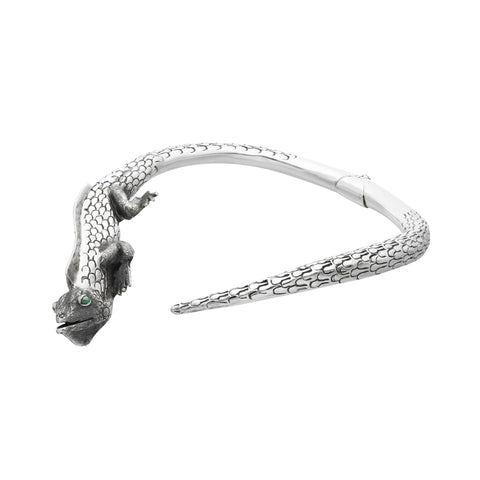 Gargantilla diseño Iguana Plata .925 con ojos Malaquita