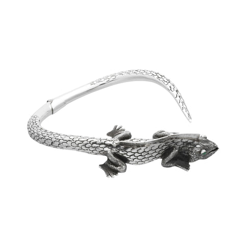 Gargantilla diseño Iguana Plata .925 con ojos Malaquita