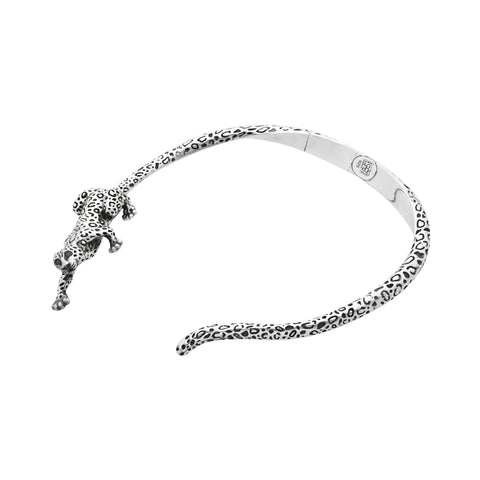 Gargantilla Jaguar plata .925 con ojos de Esmeralda