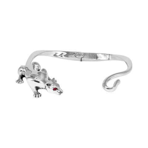 Gargantilla diseño de Puma plata .925 con ojos de rubí