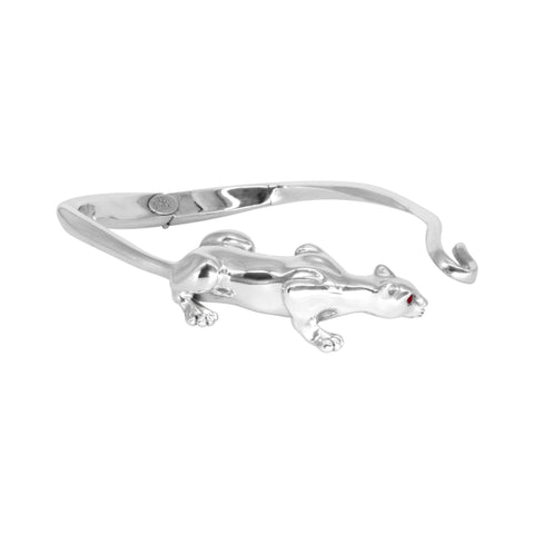 Gargantilla diseño de Puma plata .925 con ojos de rubí