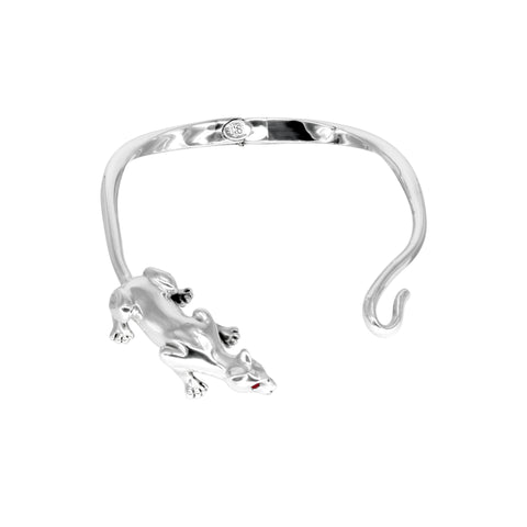 Gargantilla diseño de Puma plata .925 con ojos de rubí