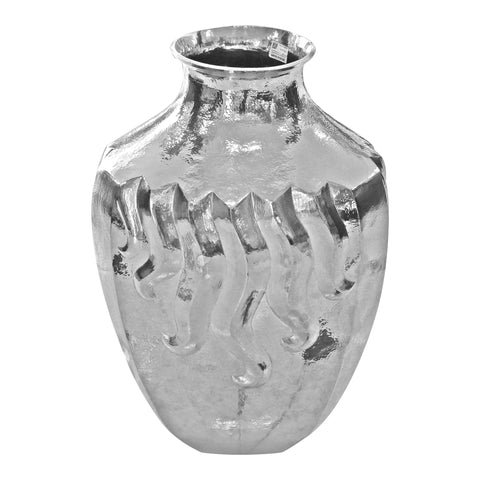 Tibor en plata de ley .999 martillado con detalles de flamas descendentes