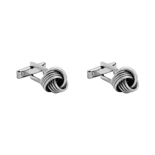 Mancuernillas de nudo acabado oxidado en plata .925