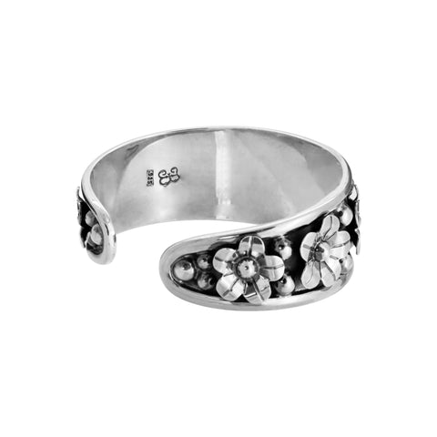 Brazalete con flores oxidado plata .925
