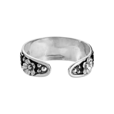 Brazalete con flores oxidado plata .925