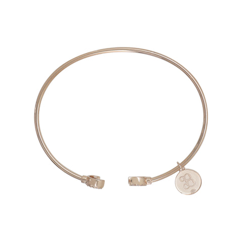 Brazalete doble corazón en plata con baño de oro rosa 18K con zirconia