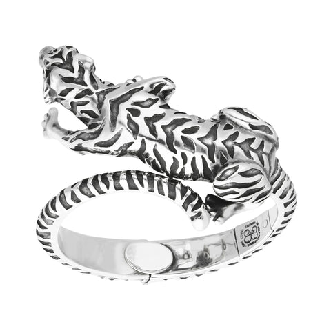 Brazalete diseño de Tigre Oxidado Plata .925 con piedra natural