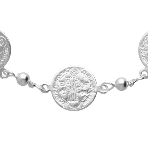 Pulsera con medallas de San Benito plata .925