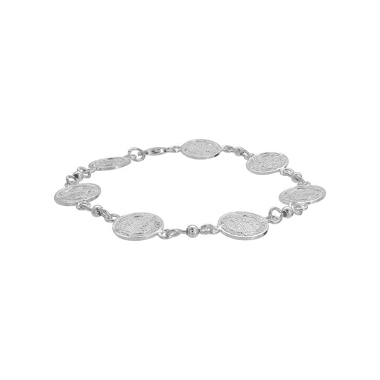 Pulsera con medallas de San Benito plata .925