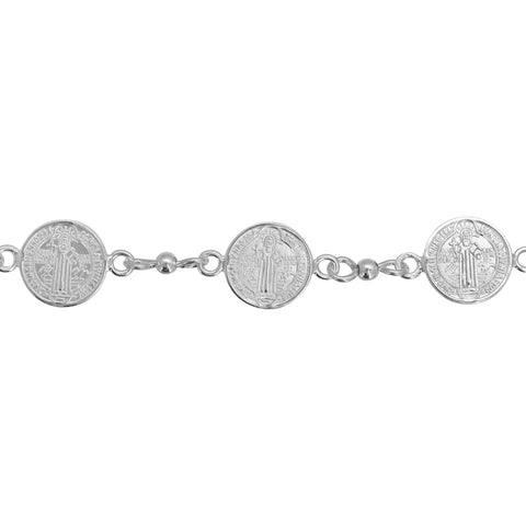 Pulsera con medallas de San Benito plata .925