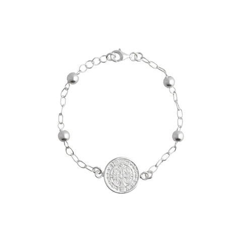 Pulsera con medalla San Benito plata .925
