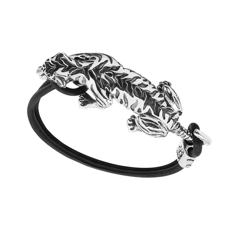 Pulsera diseño de Tigre plata .925 con piedra natural