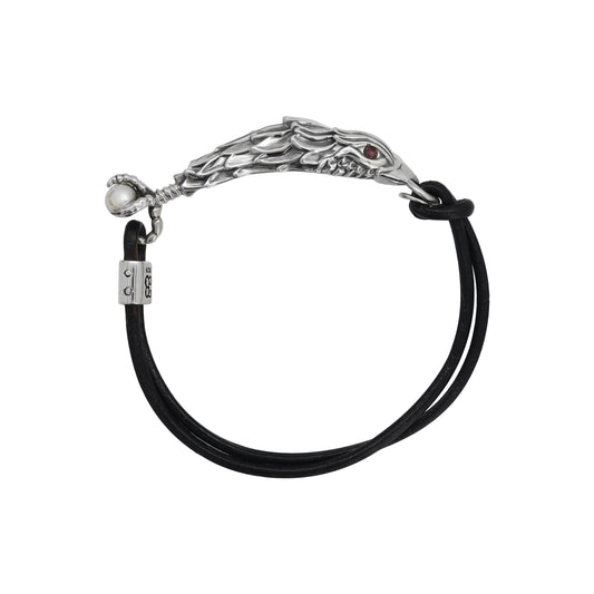 Pulsera diseño de águila en plata .925  con rubí