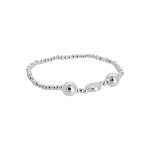 Pulsera elástica con medalla de San Benito en plata de ley