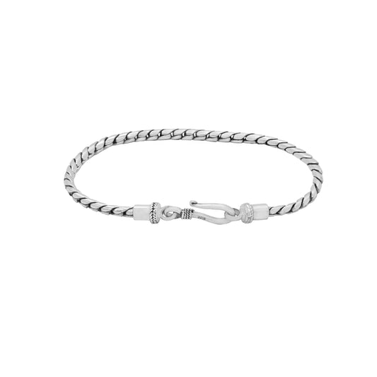 Pulsera torzal en plata fina de ley con acabado oxidado
