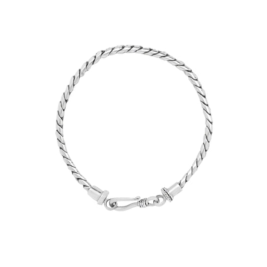 Pulsera torzal en plata fina de ley con acabado oxidado