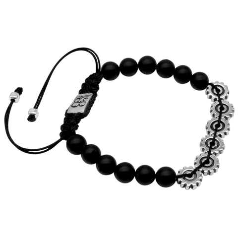 Pulsera de engranes en plata de ley .925 con piedras naturales (Onix, Ojo de tigre, Lapislázuli)