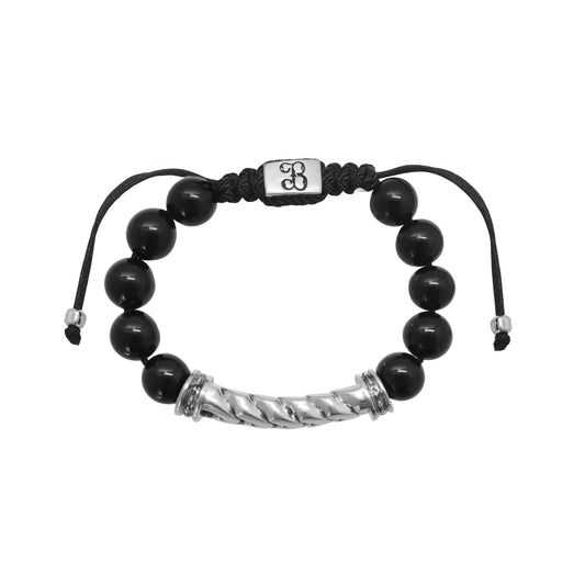 Pulsera eslabón cadena en plata de ley .925 y piedra onix