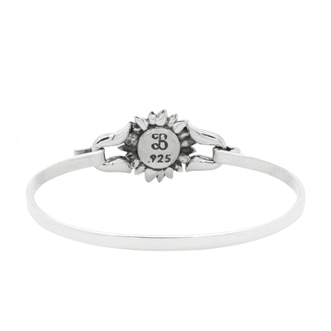 Brazalete girasol con terminado vintage en plata de ley