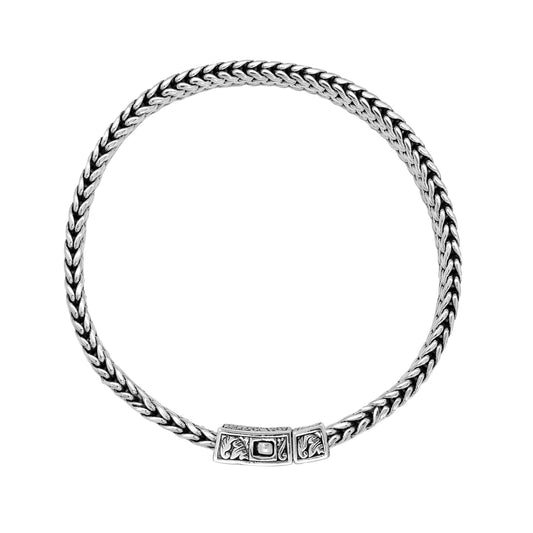 Pulsera espiga acabado oxidado en plata de ley