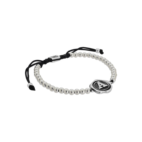 Pulsera inicial acabado oxidado en plata de ley