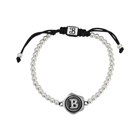 Pulsera inicial acabado oxidado en plata de ley