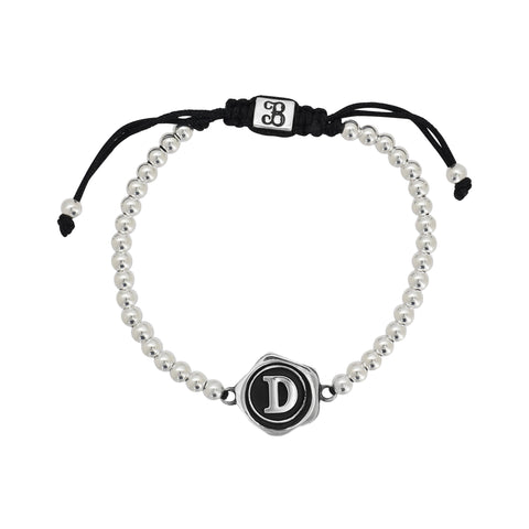 Pulsera inicial acabado oxidado en plata de ley