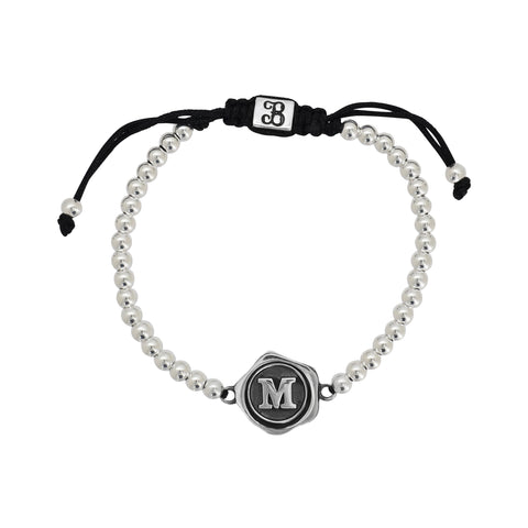 Pulsera inicial acabado oxidado en plata de ley